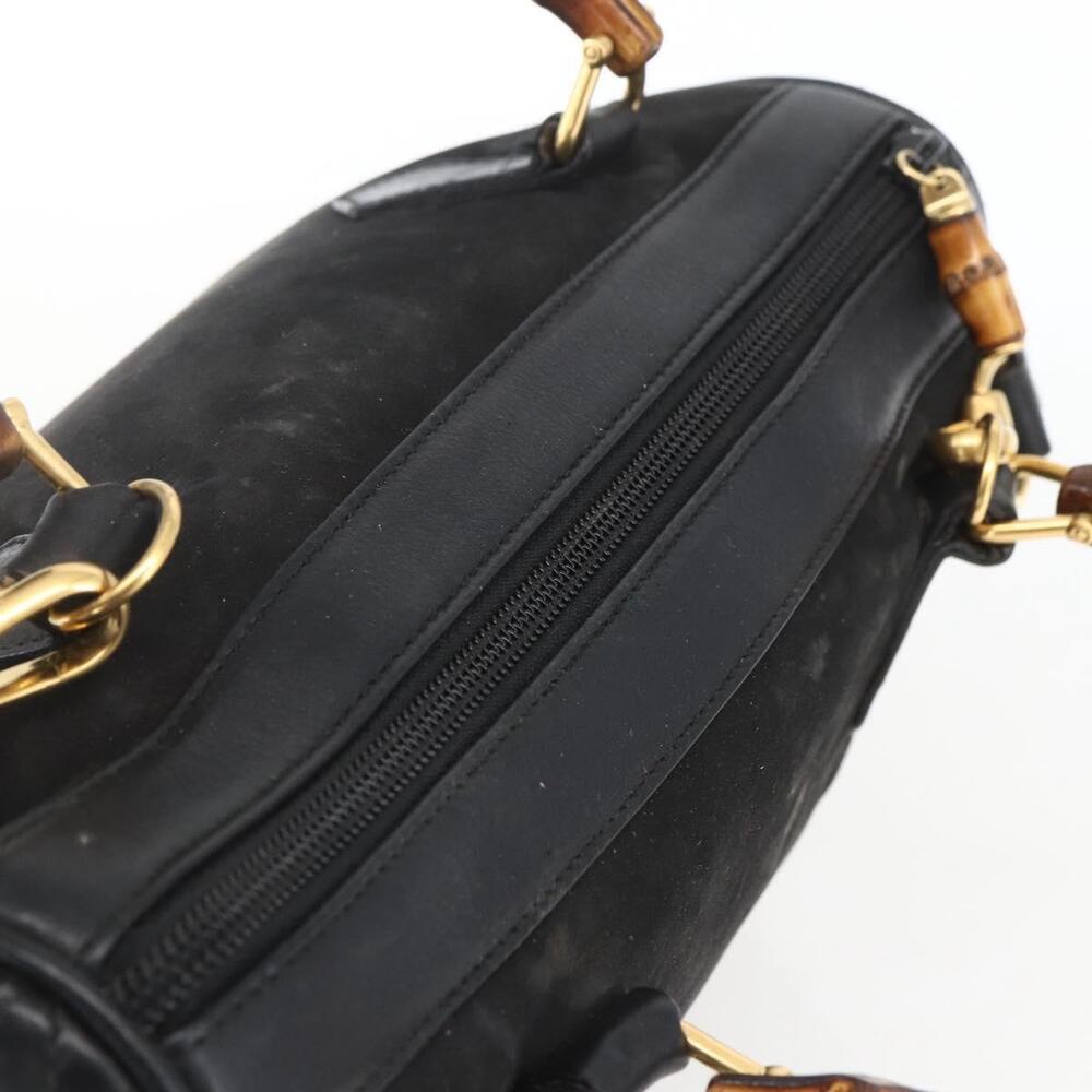 GUCCI Bamboo Hand Bag Suede 2way Black Gold 000 3444 0294 Auth 161026 - Picture 6 of 16